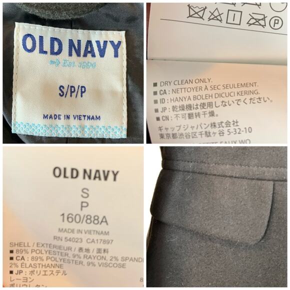 Old Navy Black High Neck Peplum Pea Coat Winter Jacket Women's Size Small - Picture 11 of 12